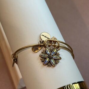 Alex & Ani Gold and Crystal flower Bracelet